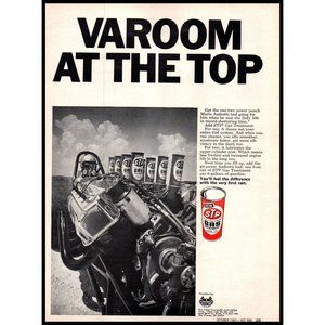 1969 STP Gas Treatment Vintage Print Ad V8 Engine Mario Andretti Wall Art